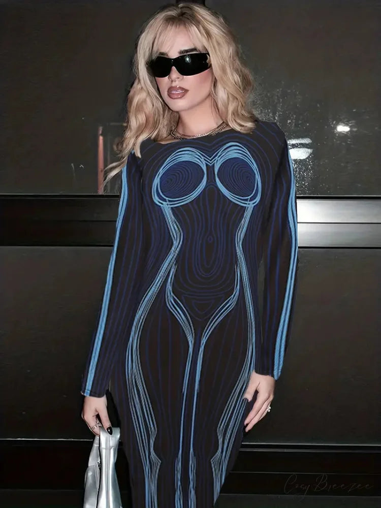 with Striped Long Body Shape Out Design Gown Cut Sleeves S / Red