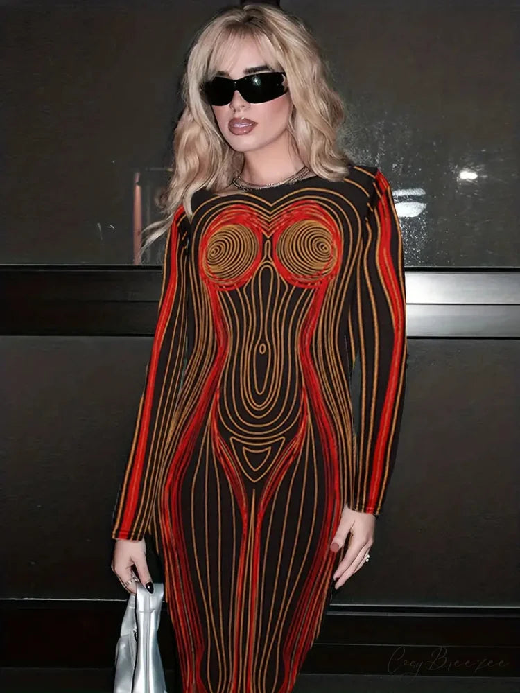 with Striped Long Body Shape Out Design Gown Cut Sleeves S / Yellow
