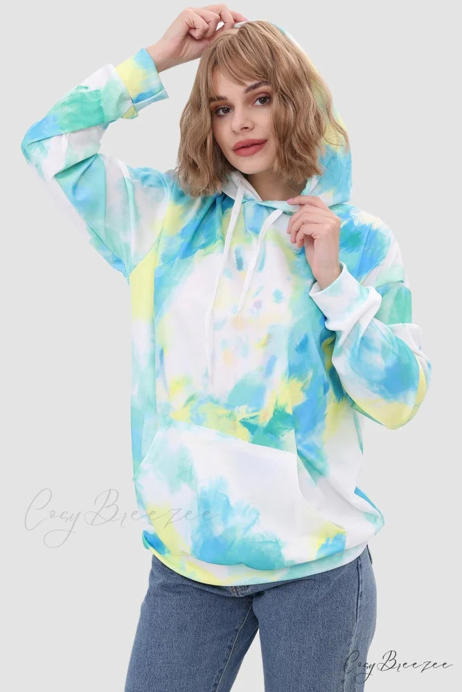 with Tie Hoodie Dye Drawstring Green / L
