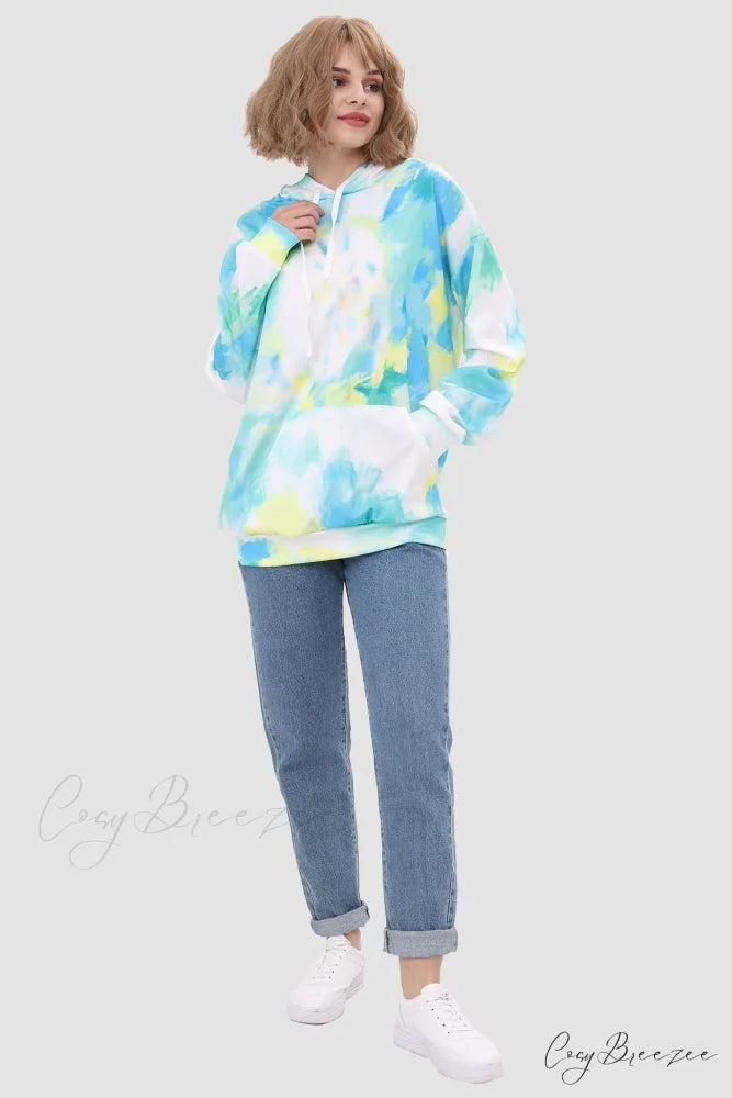 with Tie Hoodie Dye Drawstring Green / XL