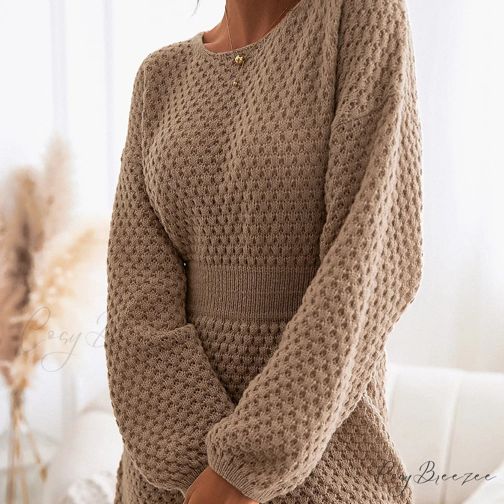 Woman Casual Long Sleeve Long Sweater Dress