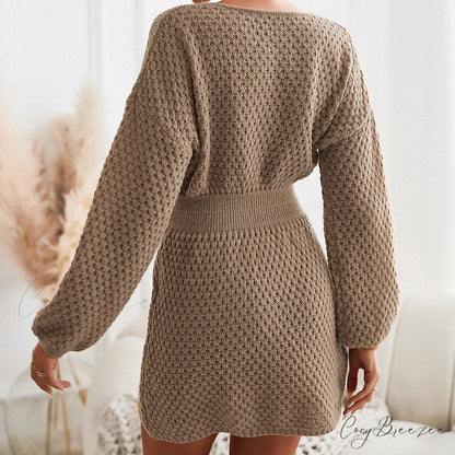 Woman Casual Long Sleeve Long Sweater Dress