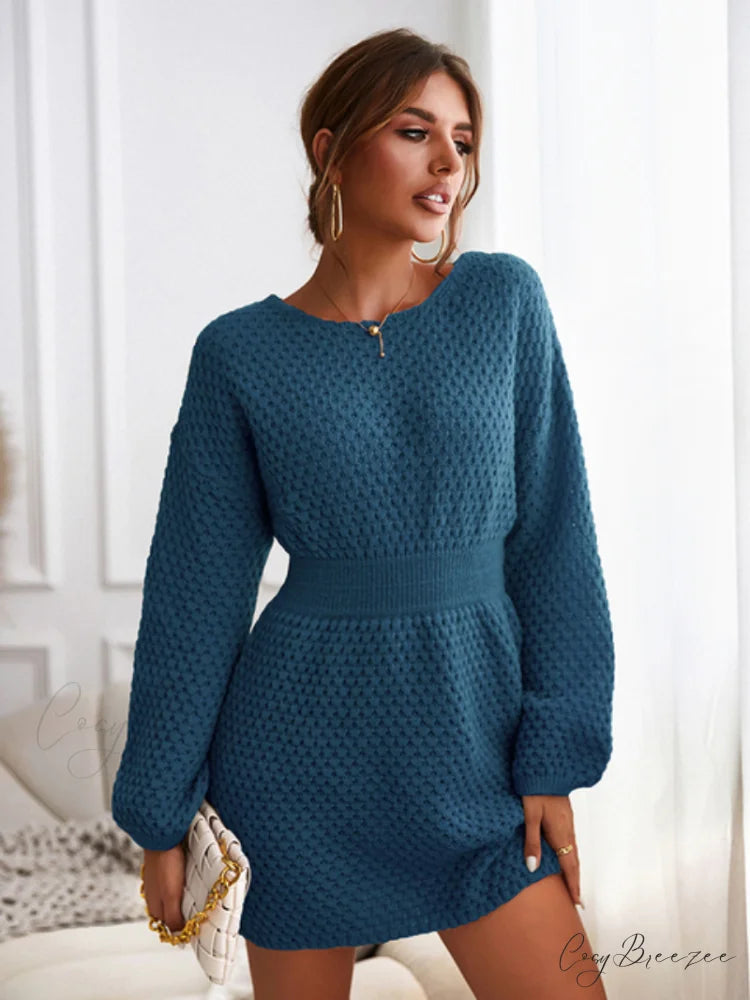 Woman Casual Long Sleeve Long Sweater Dress CAA06C2J001TT / XS