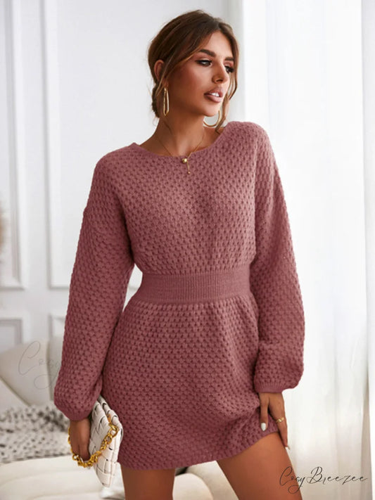 Woman Casual Long Sleeve Long Sweater Dress CAA06C2K010DD / XS