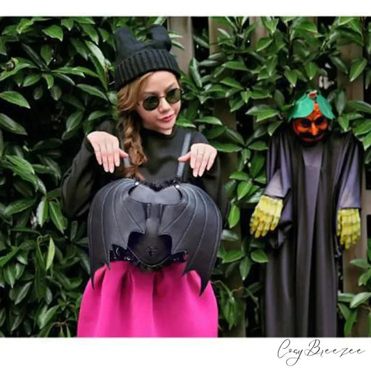 Women Bat Wing Punk Stylish Newest Angel Wings Cute Devil Bag Black / onesize