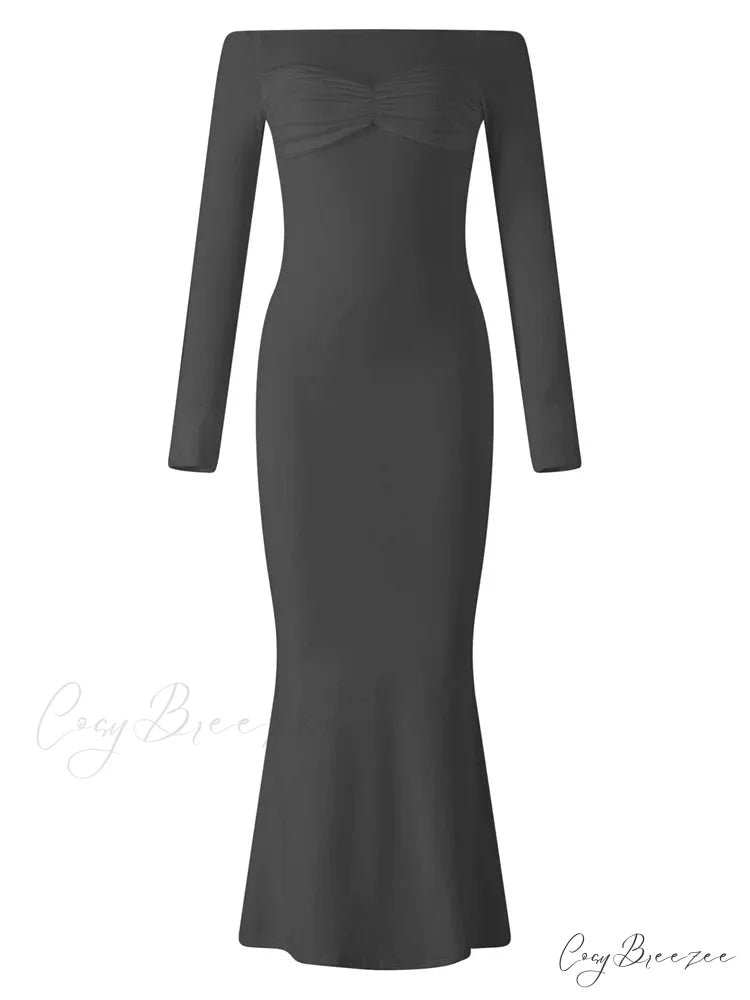Women Bow Patchwork Sleeve Elegant Solid Slash Neck Off Shoulder Party Beach Club Vestido Streetwear
