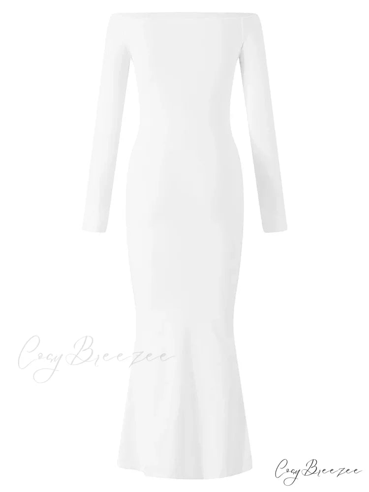 Women Bow Patchwork Sleeve Elegant Solid Slash Neck Off Shoulder Party Beach Club Vestido Streetwear