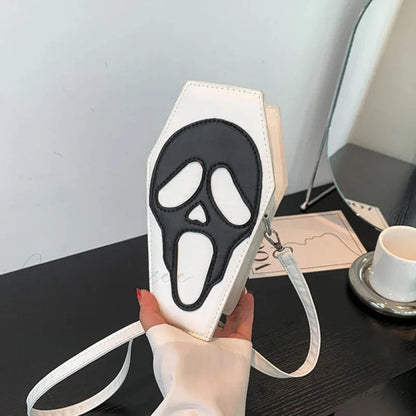 Women Gothic PU Leather Coffin Shape Punk Style Long Wallet Portable Bag White