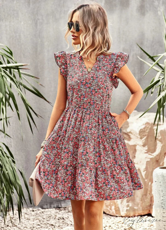 WOMEN HOLIDAY PRINT DRESS S / black
