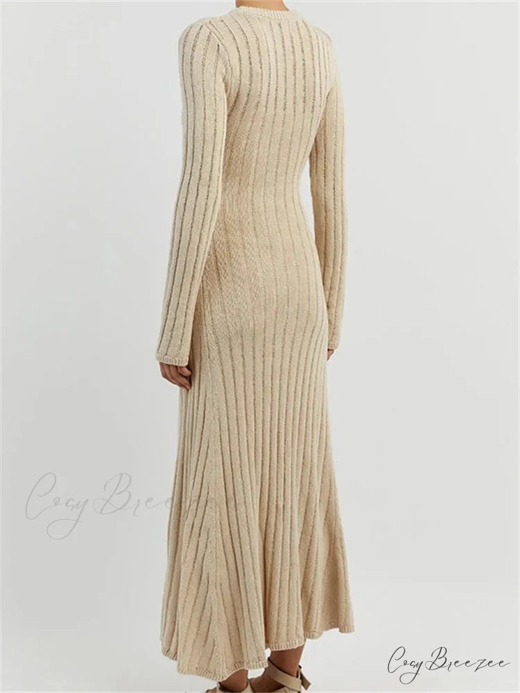 Women Knitted Ribbed Casual Spring Autumn Sleeve Party Beach Cocktail Club Vestidos Streetwear