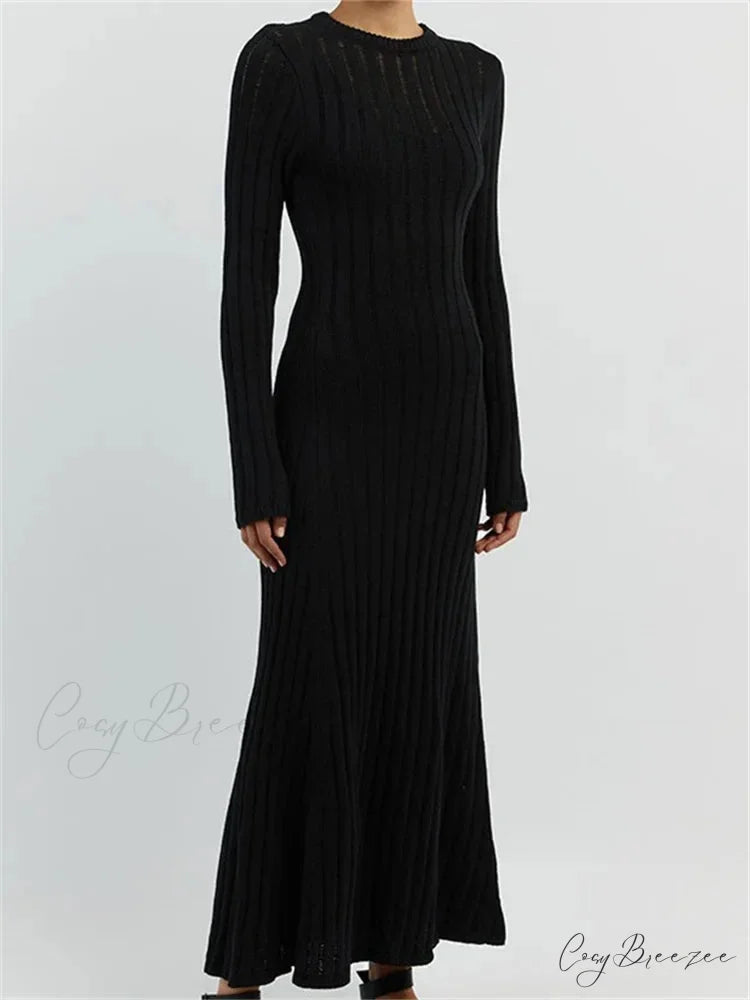 Women Knitted Ribbed Casual Spring Autumn Sleeve Party Beach Cocktail Club Vestidos Streetwear