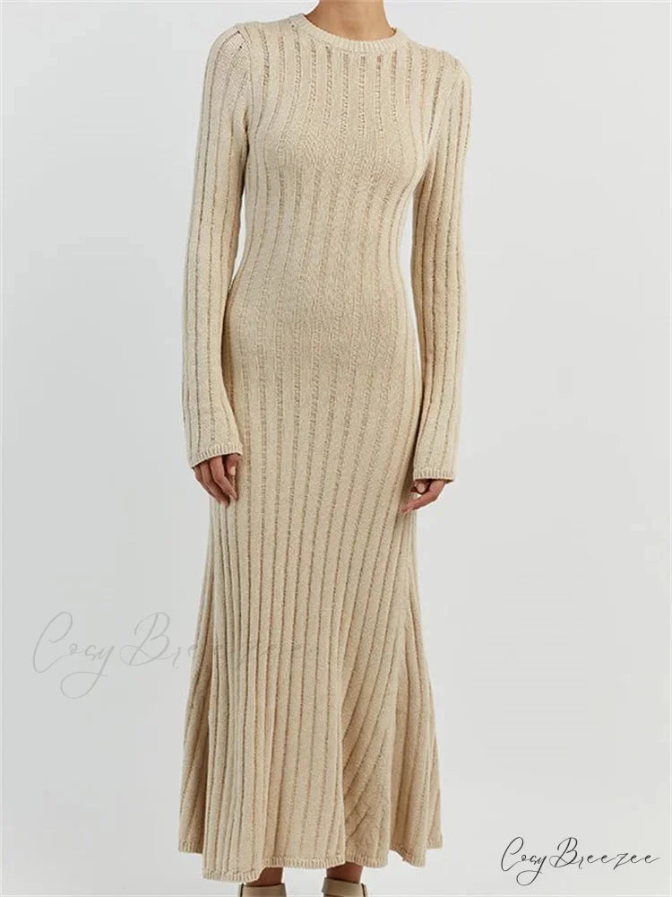 Women Knitted Ribbed Casual Spring Autumn Sleeve Party Beach Cocktail Club Vestidos Streetwear WHITE / S