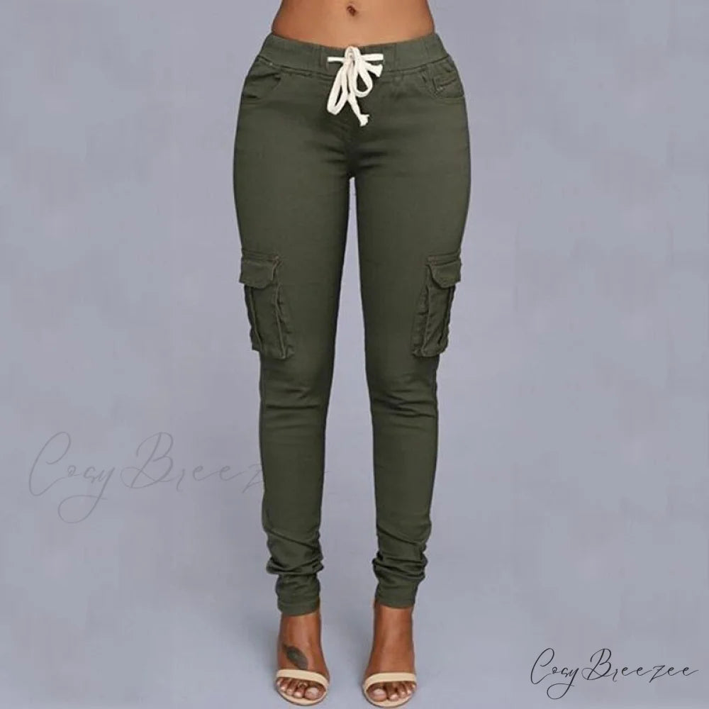 Women Ladies Trousers Military Pants Women Army Green / S