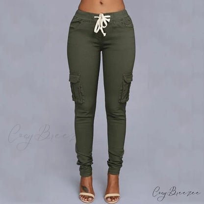 Women Ladies Trousers Military Pants Women Army Green / S