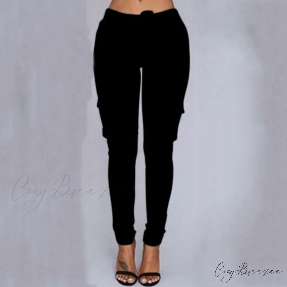 Women Ladies Trousers Military Pants Women Black / S