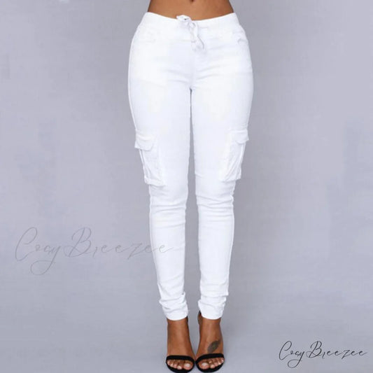 Women Ladies Trousers Military Pants Women White / S