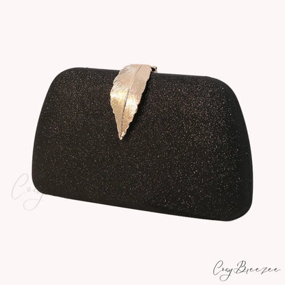 Women Leaf Design Bling Chain Purse clutchbag-250126