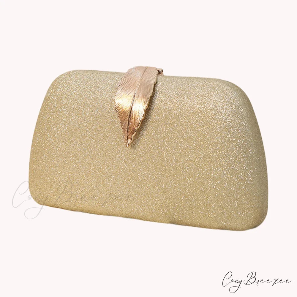Women Leaf Design Bling Chain Purse clutchbag-250126