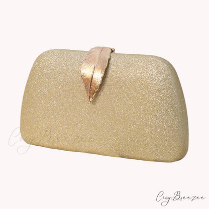 Women Leaf Design Bling Chain Purse clutchbag-250126