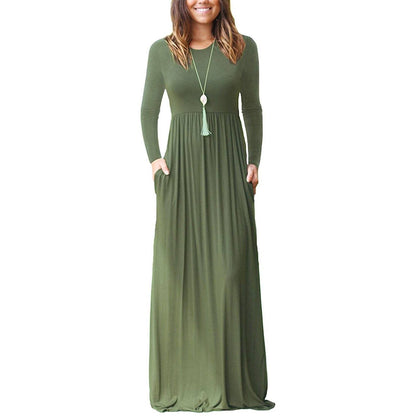 Women's Long Sleeve Maxi Dress with Pockets