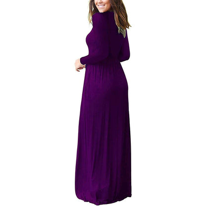 Women's Long Sleeve Maxi Dress with Pockets