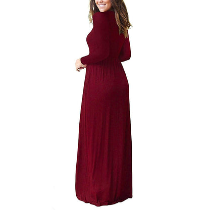 Women's Long Sleeve Maxi Dress with Pockets