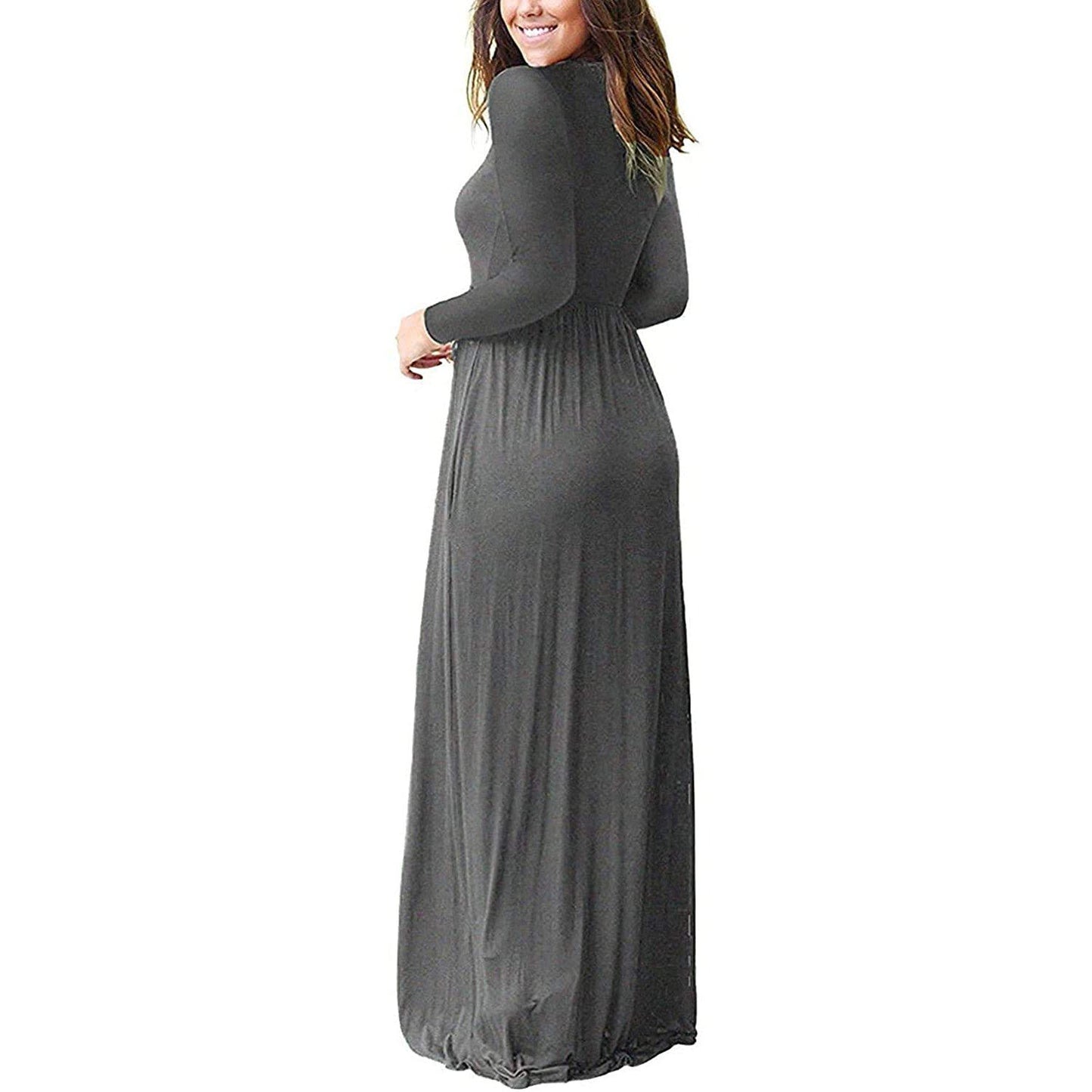 Women's Long Sleeve Maxi Dress with Pockets