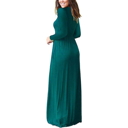 Women's Long Sleeve Maxi Dress with Pockets