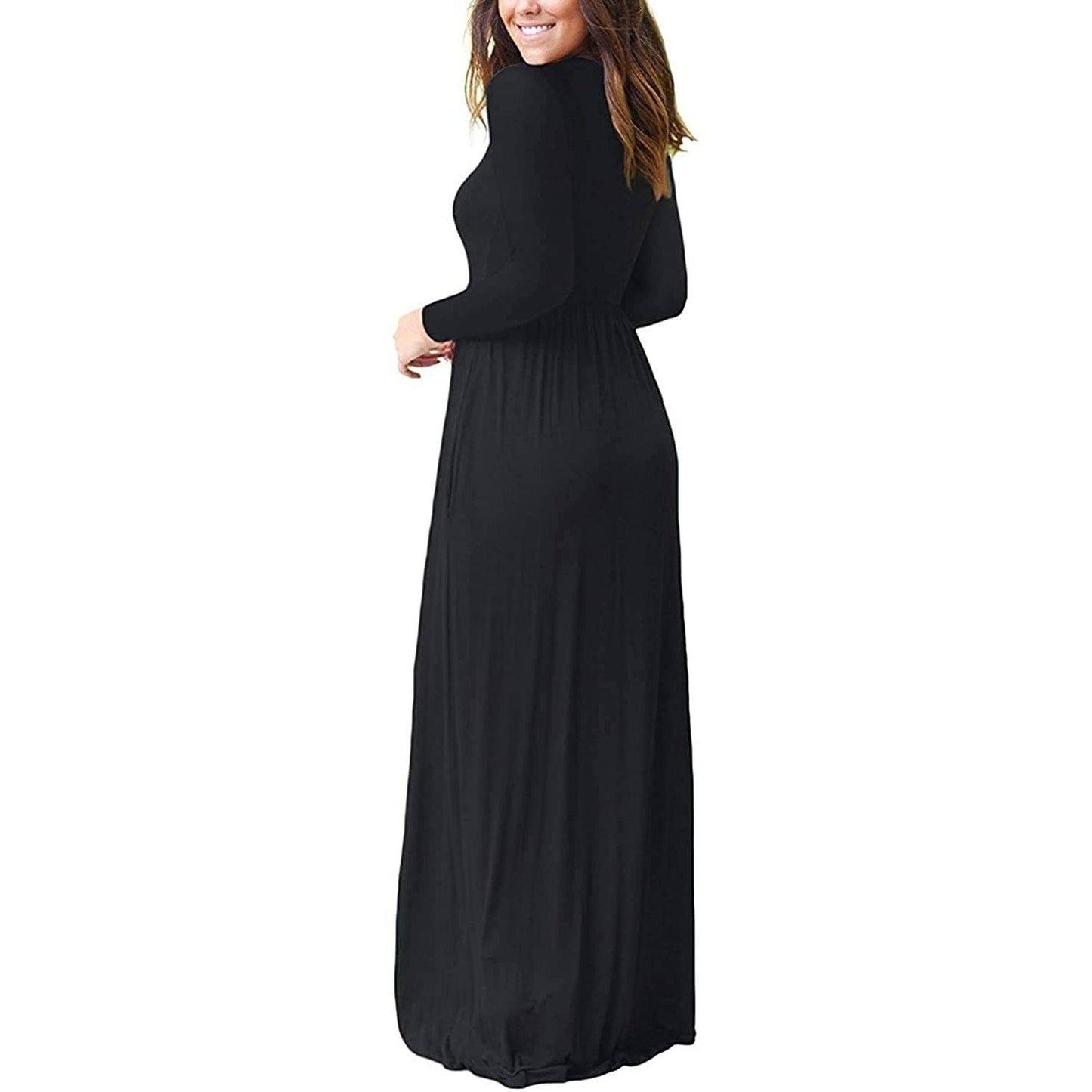 Women's Long Sleeve Maxi Dress with Pockets