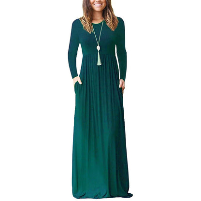 Women's Long Sleeve Maxi Dress with Pockets