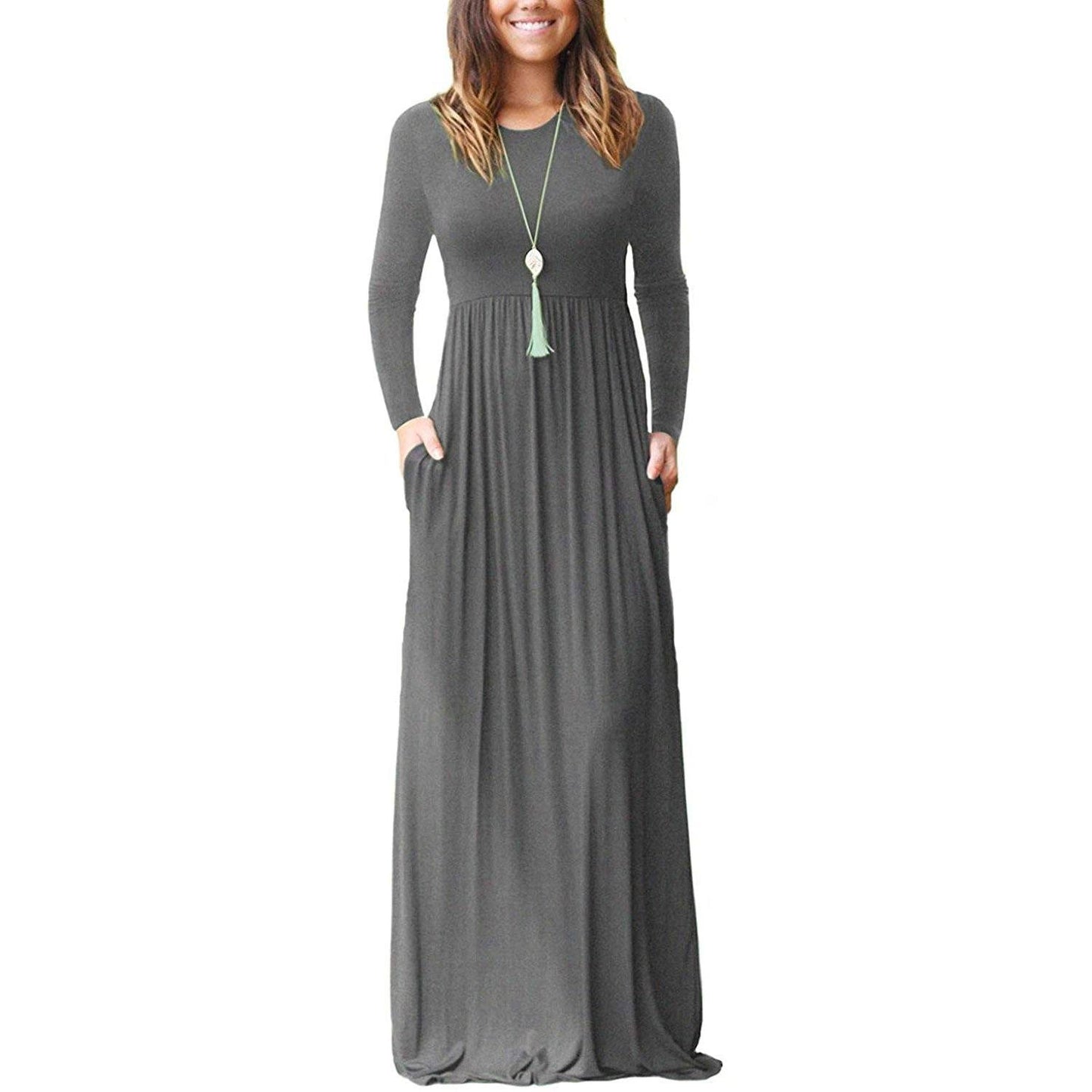 Women's Long Sleeve Maxi Dress with Pockets