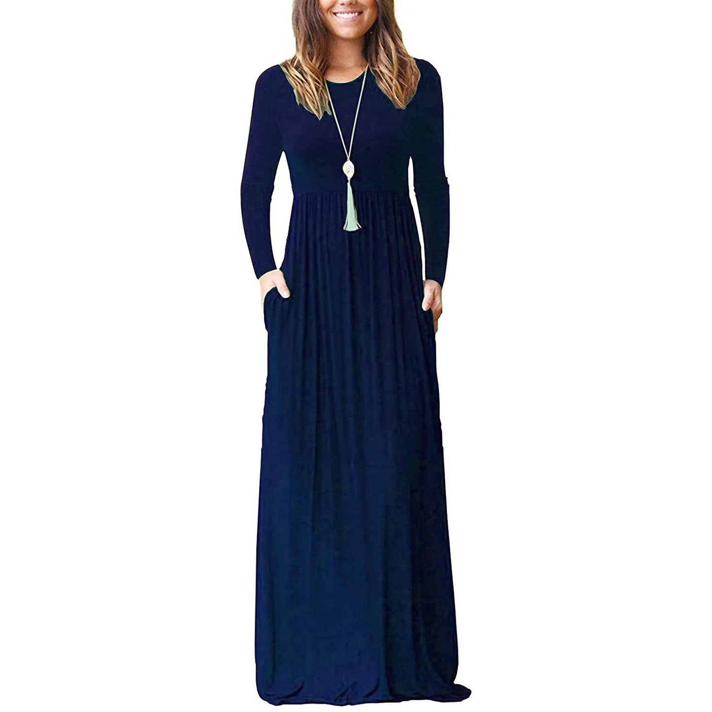 Women's Long Sleeve Maxi Dress with Pockets