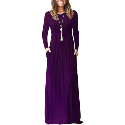 Women's Long Sleeve Maxi Dress with Pockets