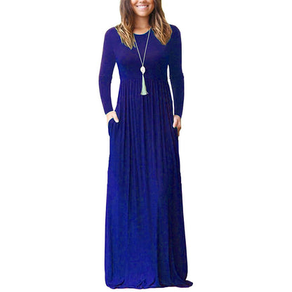 Women's Long Sleeve Maxi Dress with Pockets