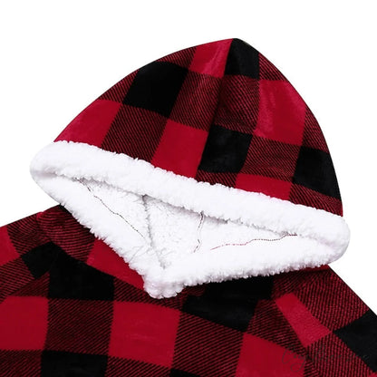 Women Men Hoodie for Girls Oversized Teens Adults Flannel Blanket Black Light Grey / One-Size