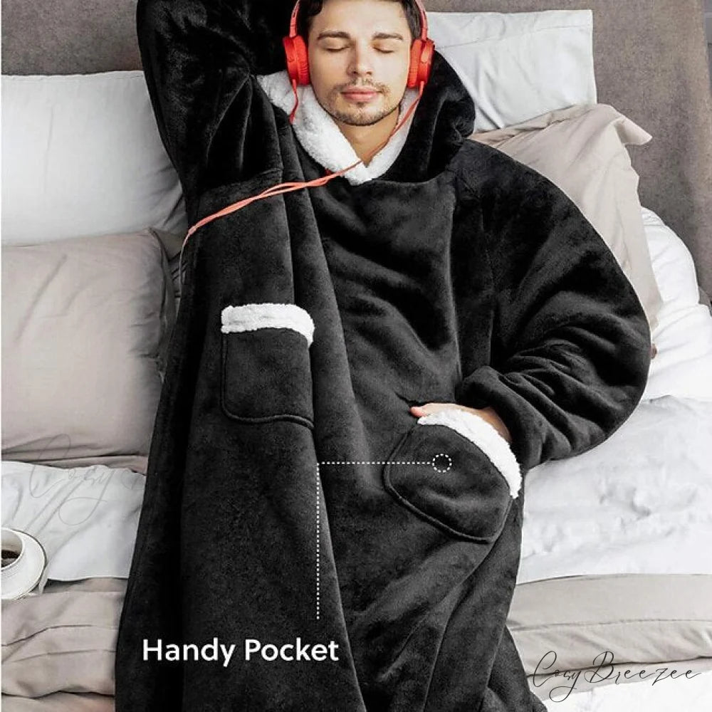 Women Men Hoodie for Girls Oversized Teens Adults Flannel Blanket Black Light Grey / One-Size