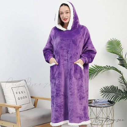Women Men Hoodie for Girls Oversized Teens Adults Flannel Blanket Black Light Grey / One-Size