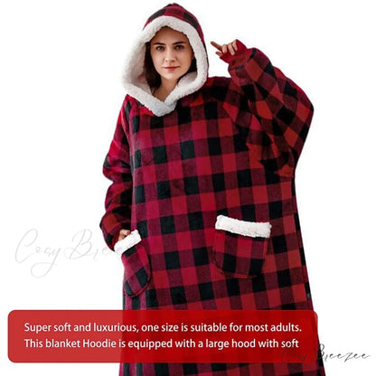 Women Men Hoodie for Girls Oversized Teens Adults Flannel Blanket Black Light Grey / One-Size