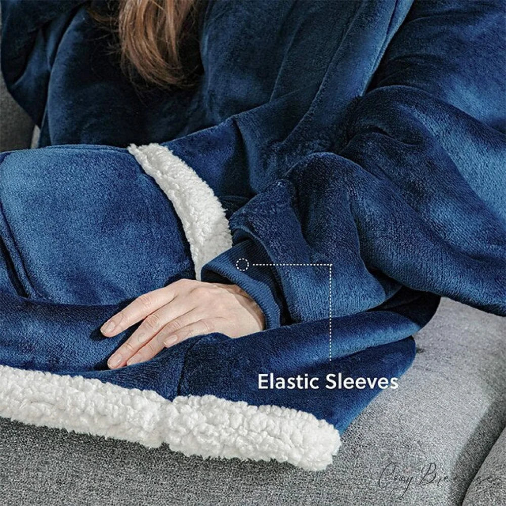 Women Men Hoodie for Girls Oversized Teens Adults Flannel Blanket Black Light Grey / One-Size