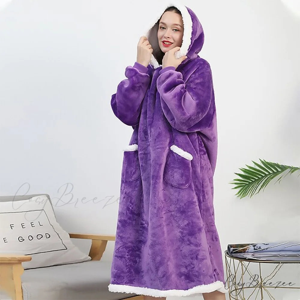 Women Men Hoodie for Girls Oversized Teens Adults Flannel Blanket Black Light Grey / One-Size