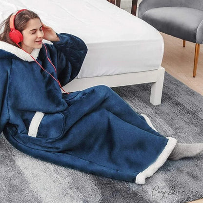 Women Men Hoodie for Girls Oversized Teens Adults Flannel Blanket Black Light Grey / One-Size