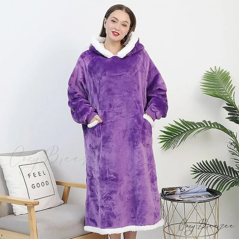 Women Men Hoodie for Girls Oversized Teens Adults Flannel Blanket Black Light Grey / One-Size