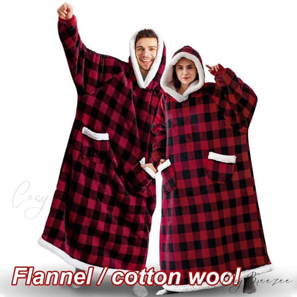 Women Men Hoodie for Girls Oversized Teens Adults Flannel Blanket Black Light Grey / One-Size