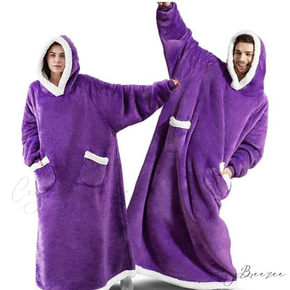 Women Men Hoodie for Girls Oversized Teens Adults Flannel Blanket Black Light Grey / One-Size