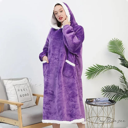 Women Men Hoodie for Girls Oversized Teens Adults Flannel Blanket Black Light Grey / One-Size