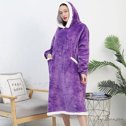Women Men Hoodie for Girls Oversized Teens Adults Flannel Blanket Black Light Grey / One-Size