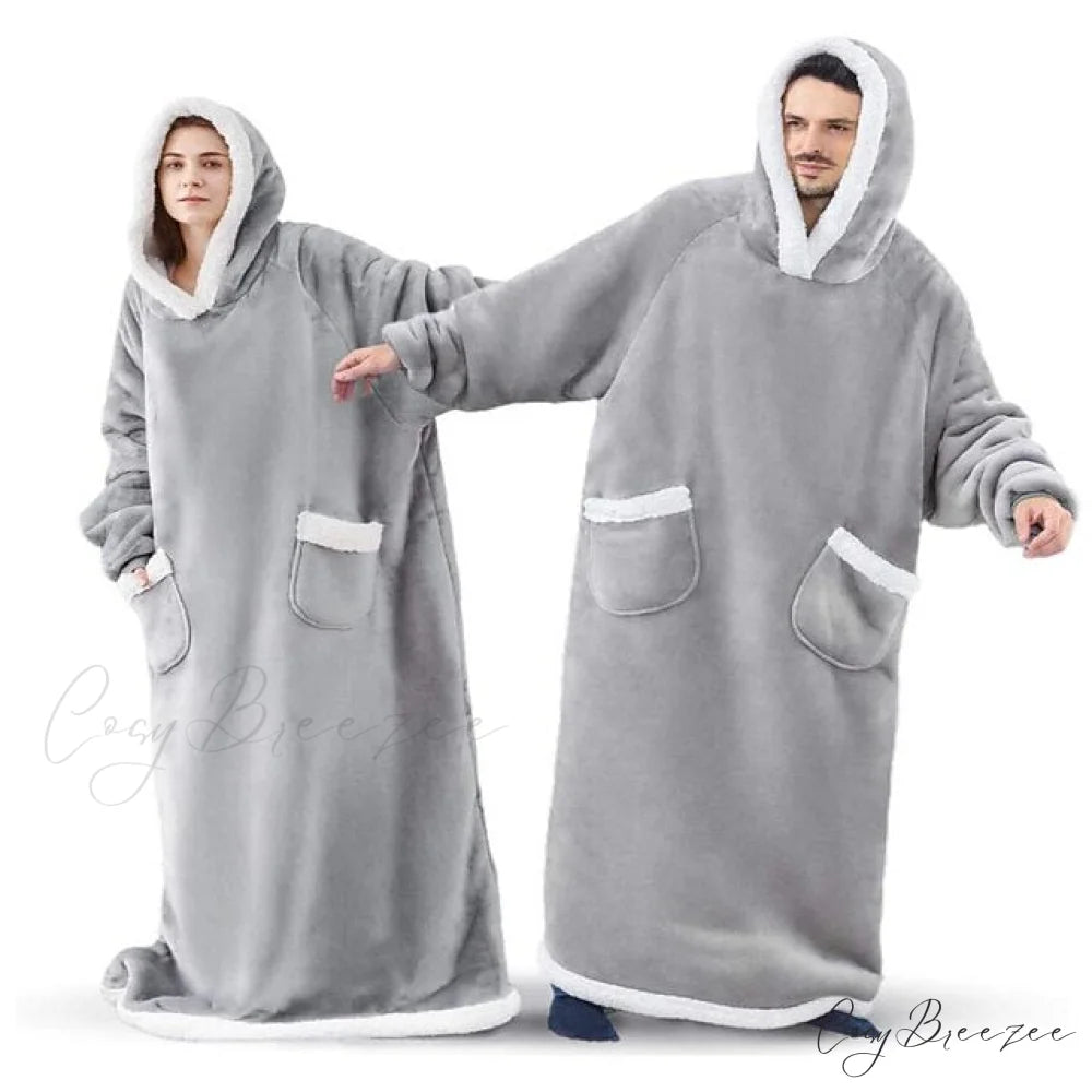 Women Men Hoodie for Girls Oversized Teens Adults Flannel Blanket Black Light Grey / One-Size