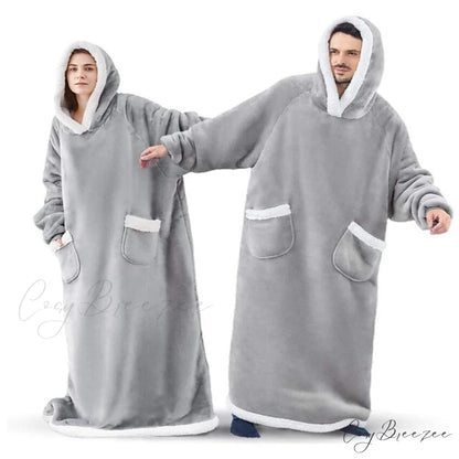 Women Men Hoodie for Girls Oversized Teens Adults Flannel Blanket Black Light Grey / One-Size
