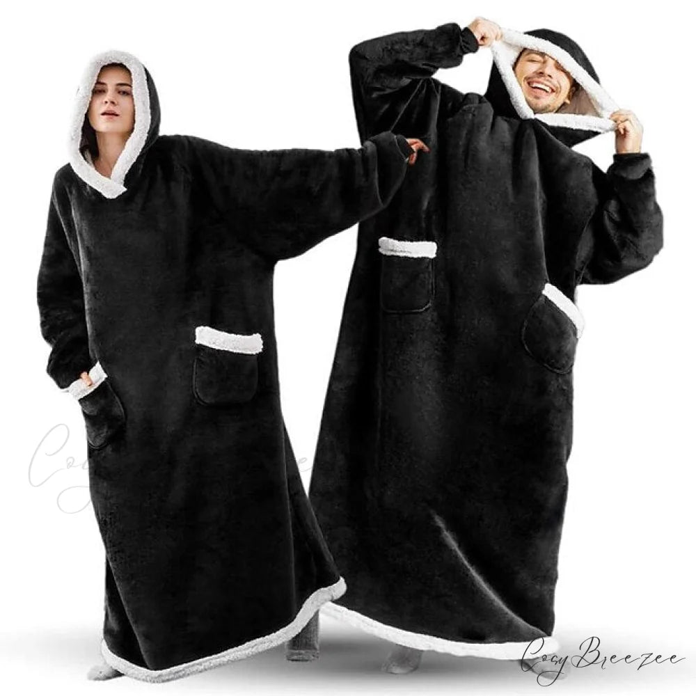 Women Men Hoodie for Girls Oversized Teens Adults Flannel Blanket Black Light Grey / One-Size