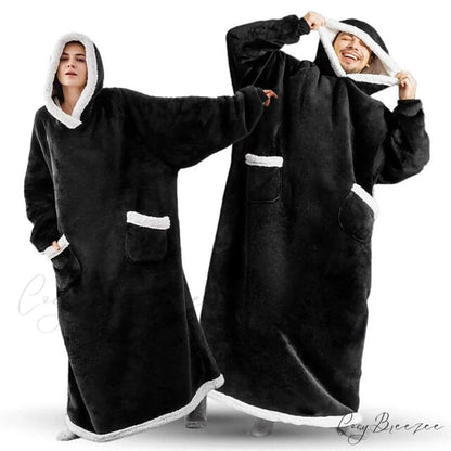 Women Men Hoodie for Girls Oversized Teens Adults Flannel Blanket Black Light Grey / One-Size